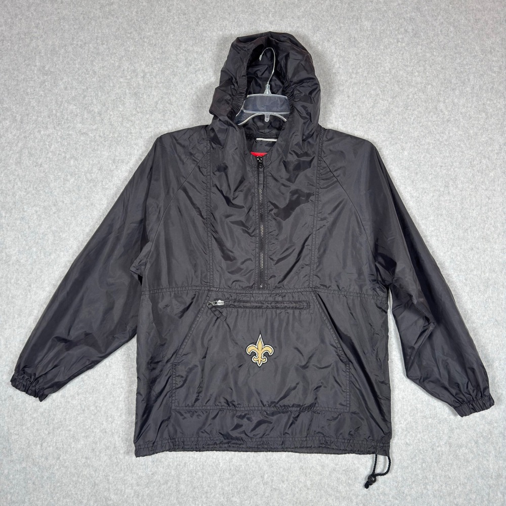 Reebok NFL New Orleans Saints Black Pullover 1/4 Zip Windbreaker Jacket Youth L